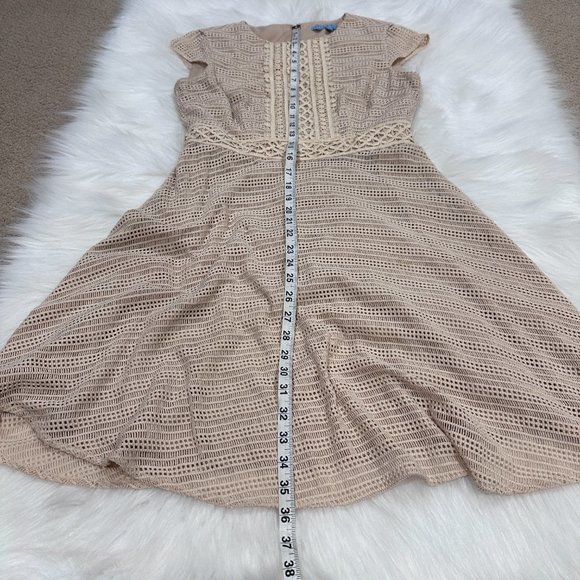 Antonio Melani Dress Mini Fit Flare Tan Lace Crochet Boho Neutral Sz 4 #6290M638 - Picture 6 of 10